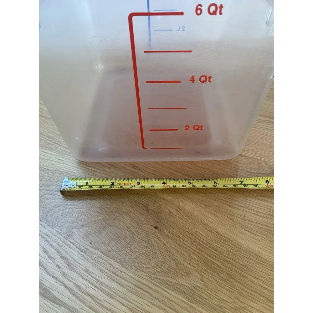 Rubbermaid Commercial Square Storage Container 6 Qt Clear Red Lid‎ Handles 6306